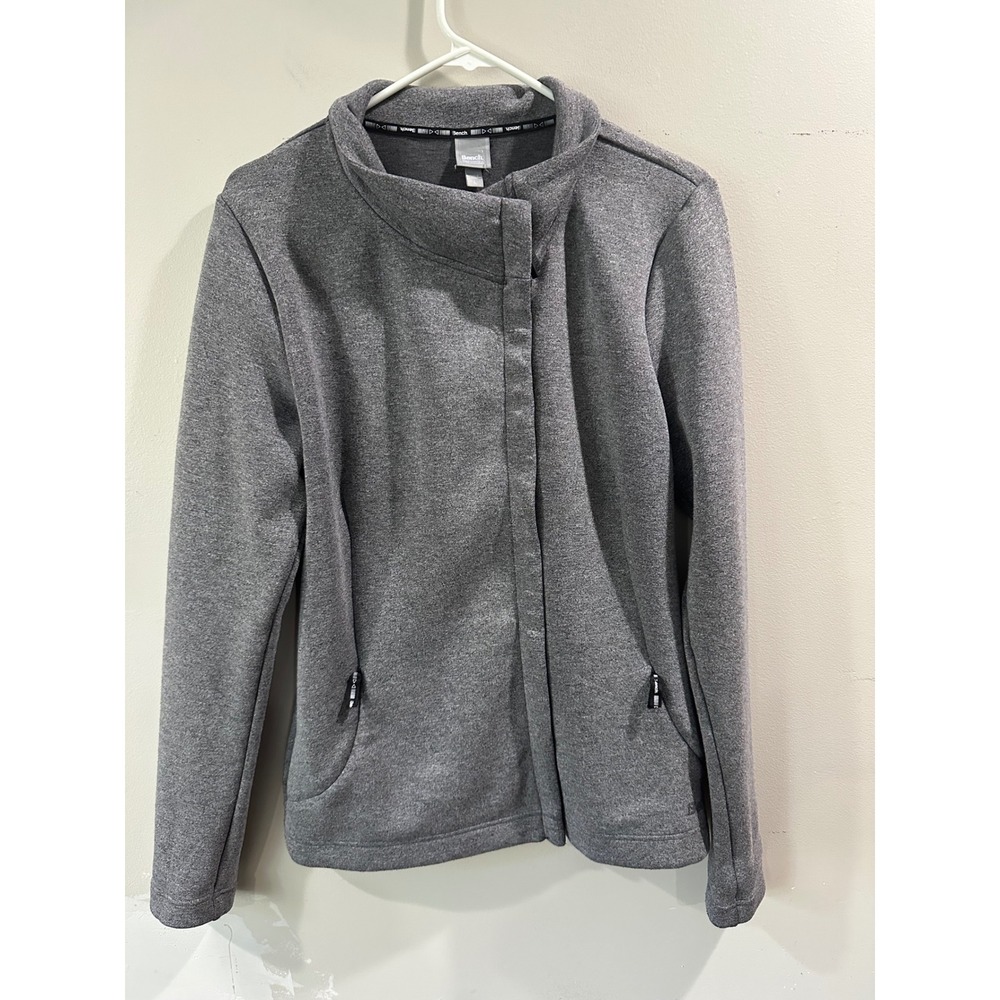 Bench Womens Gray Asymmetrical Full Zip Funnel Neck Jacket Size L
